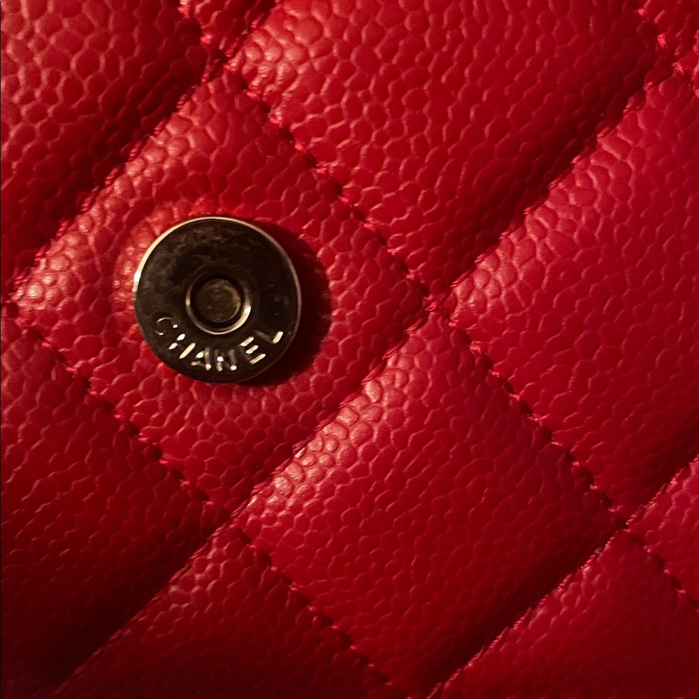 🥰 Chanel red green lavender silver Quilted Crossbody Bag wallet purse - Picture 5 of 12